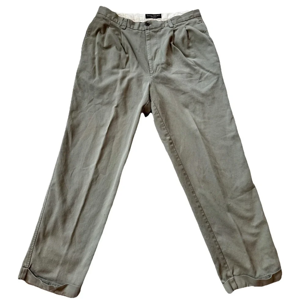 Vintage Banana Republic Smithfield Mens 35x29 Pleated Cuffed Textured Chinos